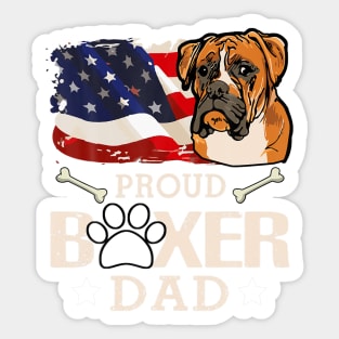 Proud Boxer Dog Dad American Flag Patriotic Dog Tee Sticker